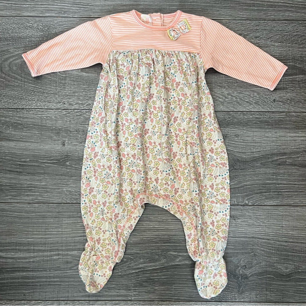 Baby Lulu Girl Floral Organic Cotton Footed One Piece 6M Snap Bottom Button